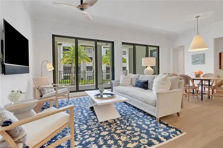 Living room featuring a lovely view over the courtyard & french oak wood floors