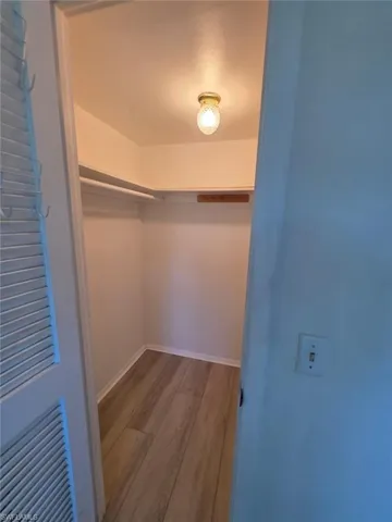 Spacious closet featuring light wood-style flooring
