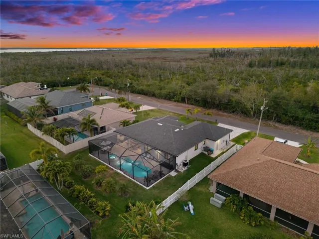 Evening aerial view of the back