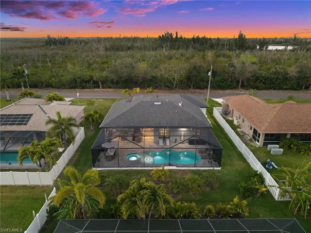 Evening aerial view of the back