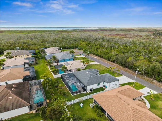 Aerial view from above with the nature preserve in front