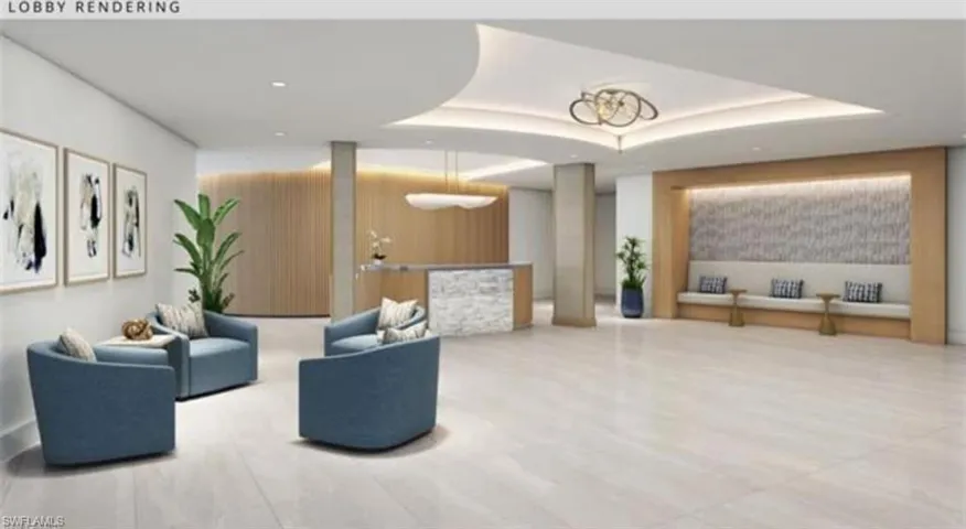 View of lobby rendering.  See next photo to see the actual finished lobby.