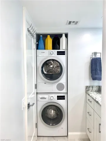 added washer  / dryer in guest bathroom