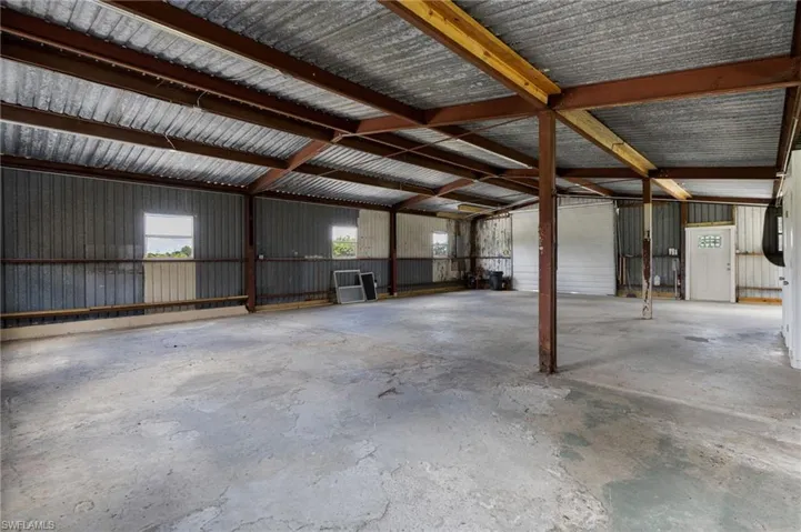 Garage with metal wall