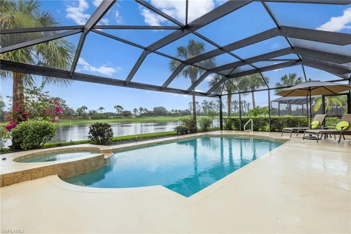 Salt water Pool, spa, pond and golf....one of the best views in Pelican Preserve!