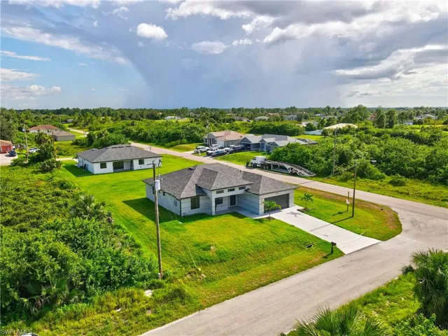 Aerial perspective of suburban area