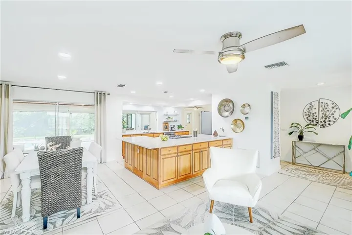 Kitchen with light tile patterned floors