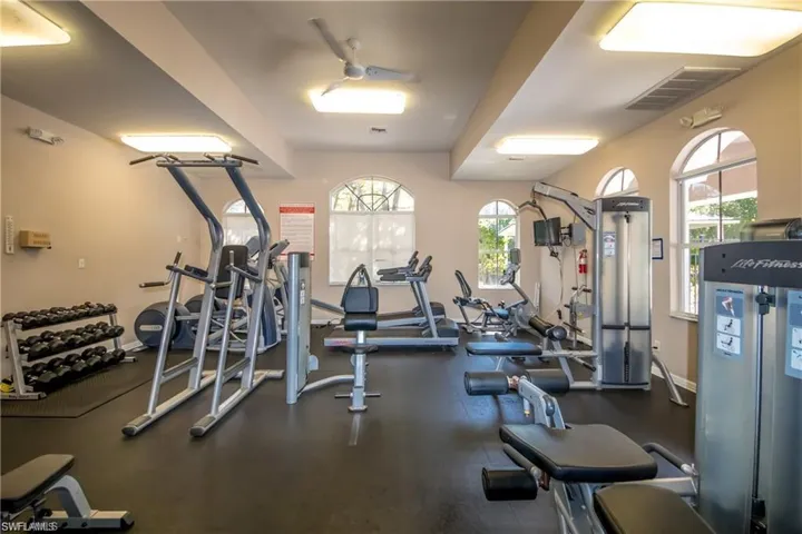 Workout area featuring plenty of natural light