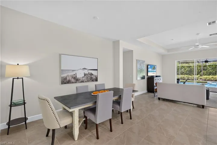 The position of the dining area allows everyone to feel included at gatherings!