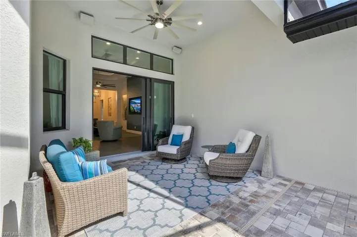 View of patio / terrace featuring ceiling fan