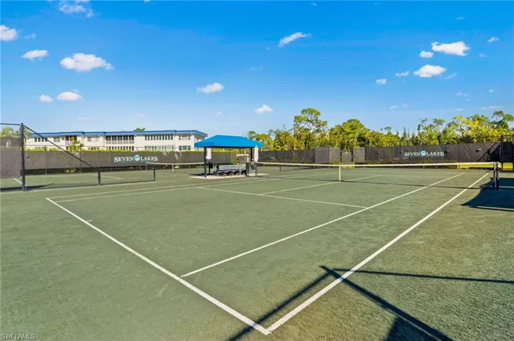 View of tennis courts