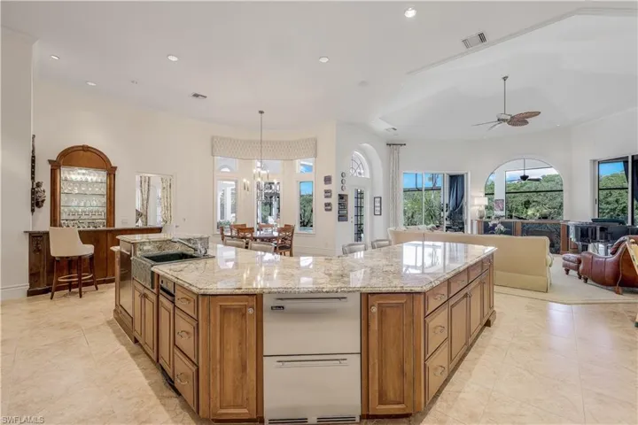 View of great room from kitchen.