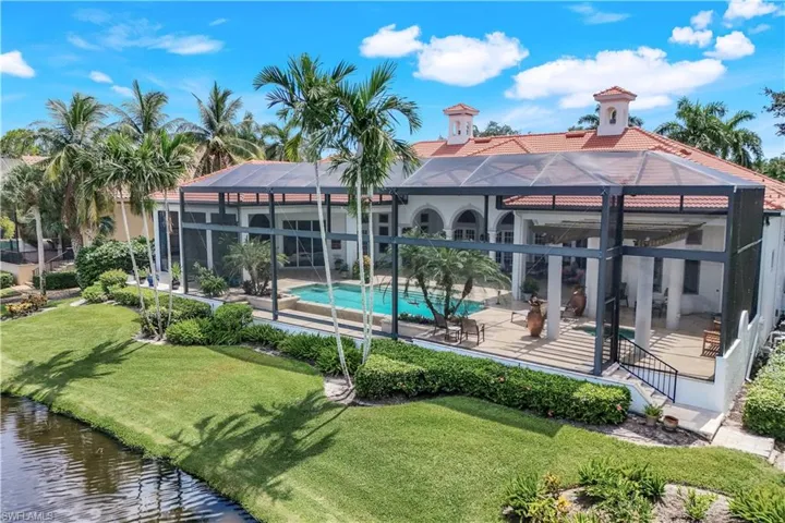 Aerial view of the rear of the home.