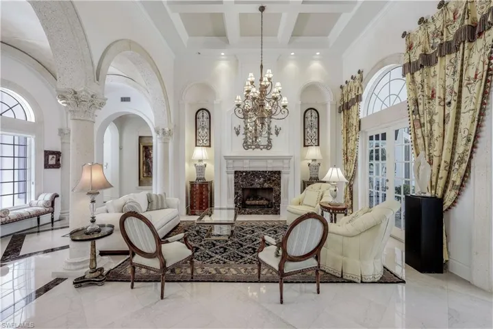 The grand fireplace is one of the many details to love about this home.