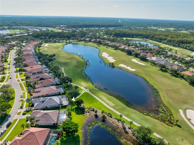 Aerial View-House Location with Golf Course and Lake