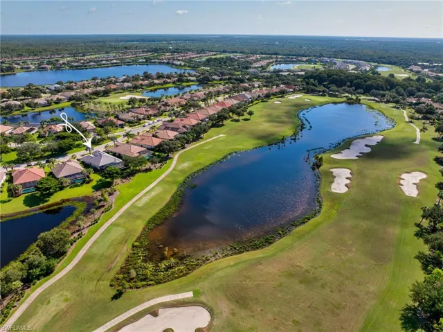 Aerial View- House Location with Golf Course and Lake