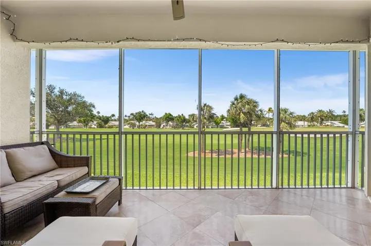 Views of the 5th fairway and green from your screened in lanai.