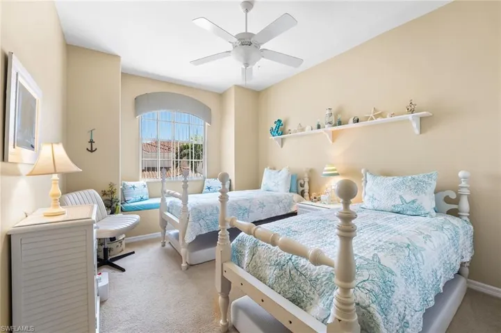 The 3rd bedroom offers a window seat. A great place to curl up and read a good book! Twin beds.