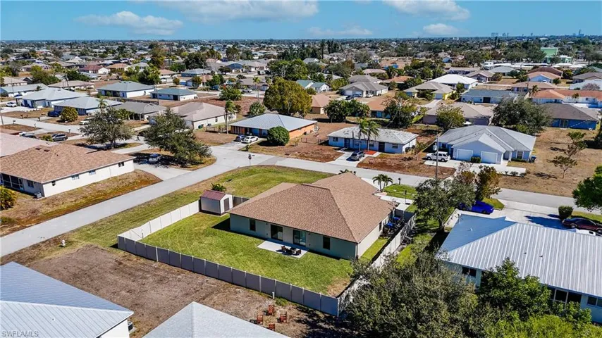 Aerial perspective of suburban area