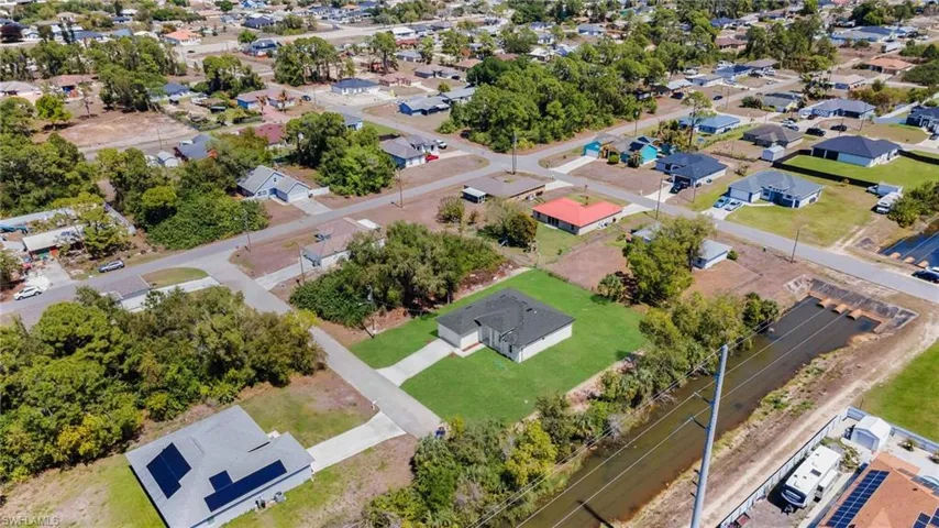 Aerial perspective of suburban area