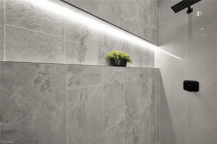 Bathroom view of tiled shower