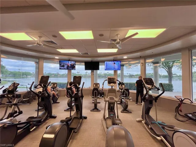 EXERCISE ROOM OVERLOOKING POOL