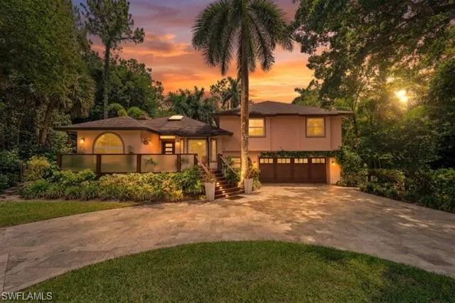 Lush landscaping surrounding the property