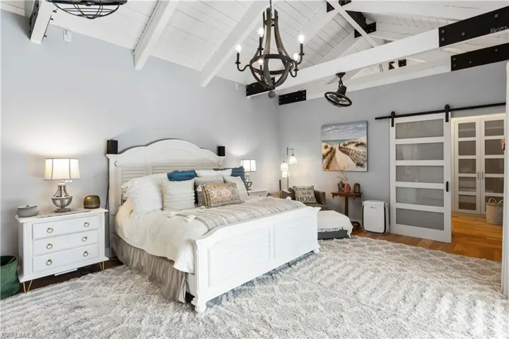A view of the master bedroom which is very spacious (King size bed easily fits) - the scale and scope of the home shows even larger and better in person!