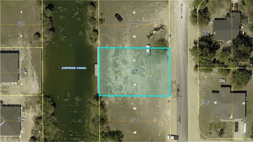 Aerial view of property's location with property boundaries highlighted