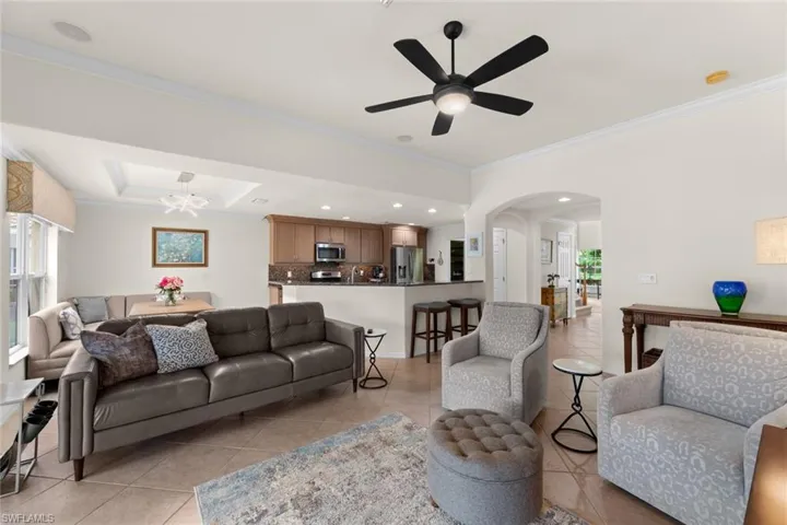 Family room looking towards kitchen