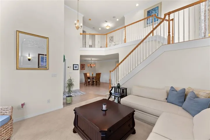 Living room looking towards staircase to 2nd level