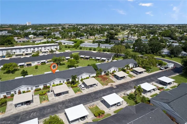 Aerial perspective of suburban area