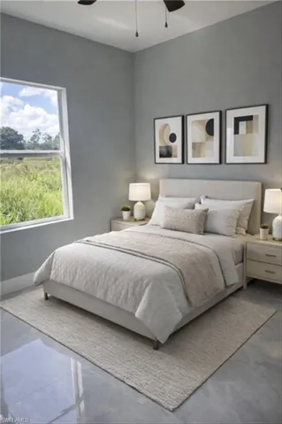 Bedroom with a ceiling fan