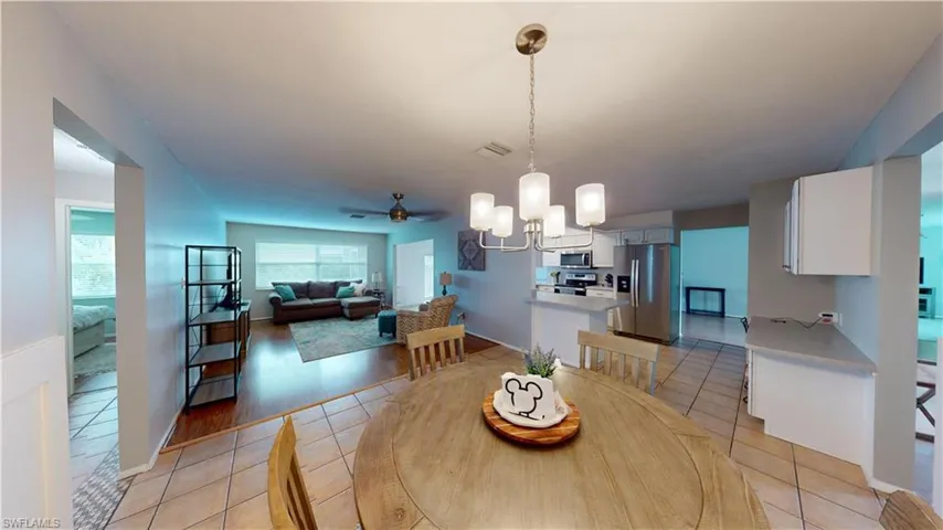 Dining area overlooking ktichen and family room