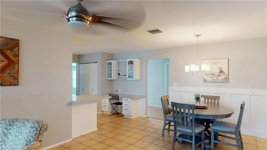 dining area and kitchen desk