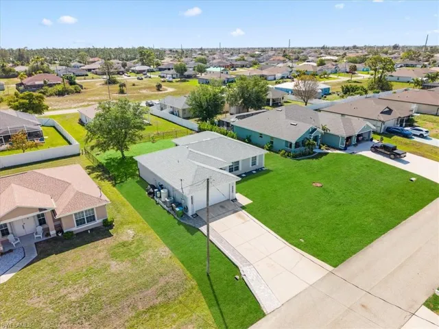 Aerial perspective of suburban area
