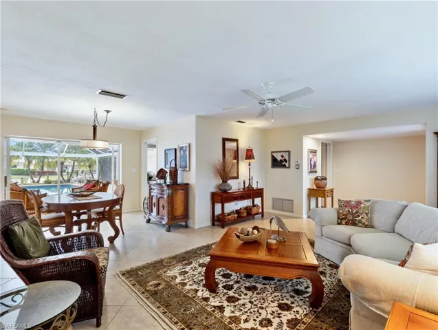 Living Room with Dining Room to left
