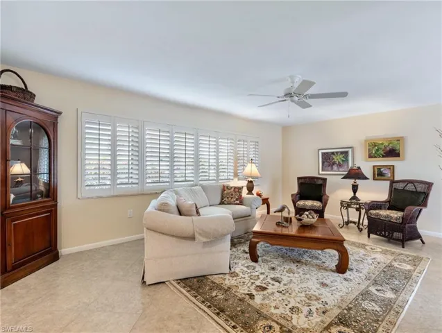 Living Room complemented with plantation shutters