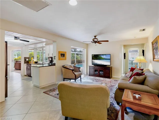 Family room with Kitchen to left