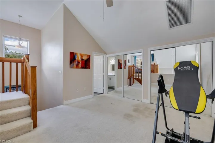 part of loft being used as a fitness area