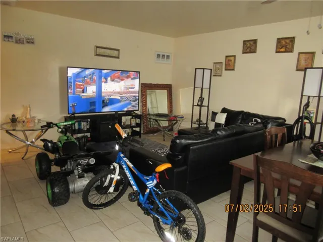 View of tiled living room