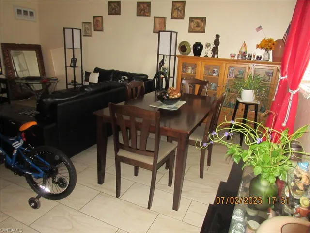 View of tiled dining area