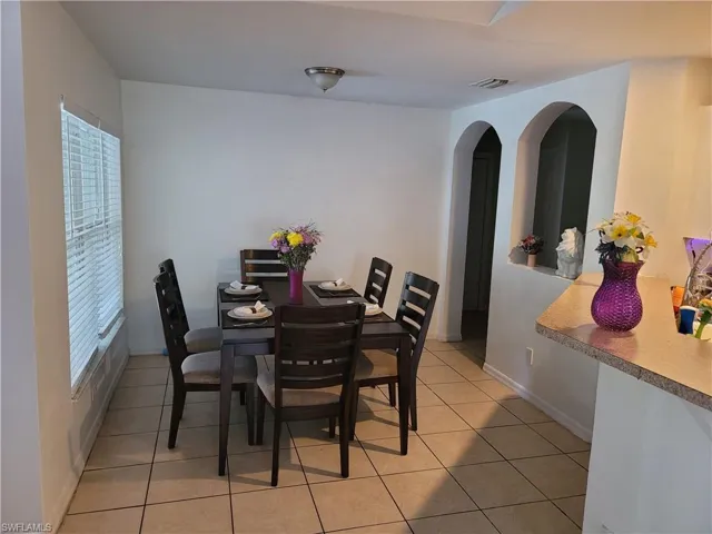 View of tiled dining area