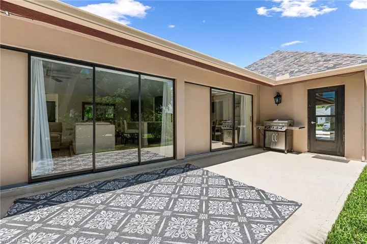View of patio featuring grilling area