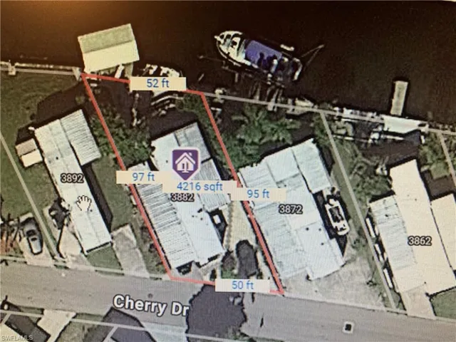 Aerial view of lot with dimensions.