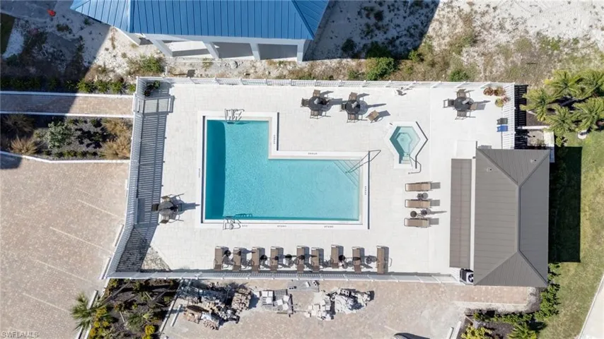 Aerial view of a pool
