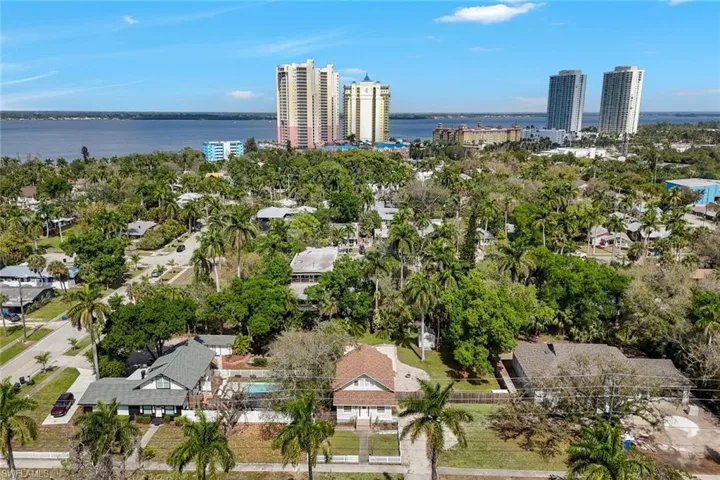 View of urban area with a large body of water