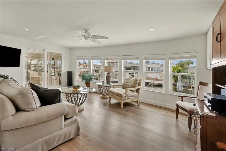 Den area off main living area with beautiful canal views