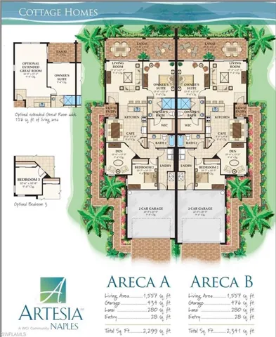 Floor plan, the den can be easily converted to a 3rd bedroom by adding a closet.