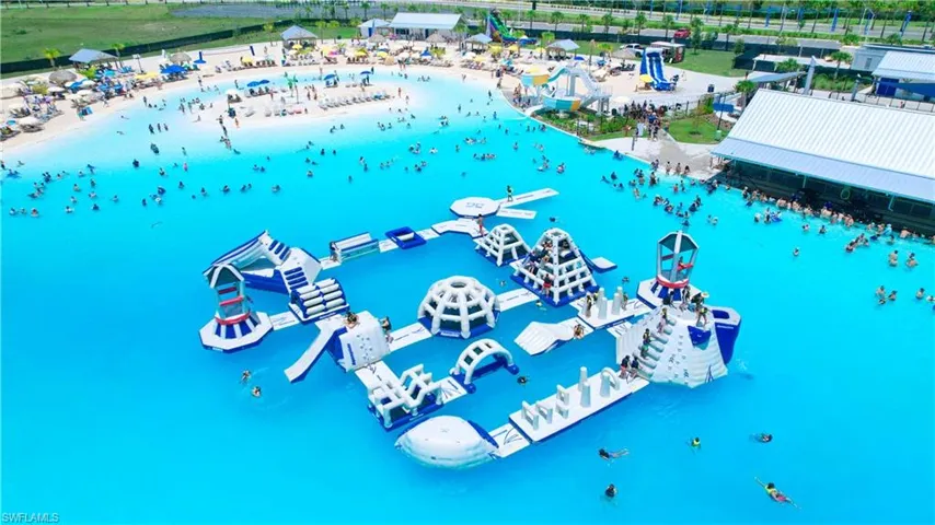 Aerial view of a nearby body of water